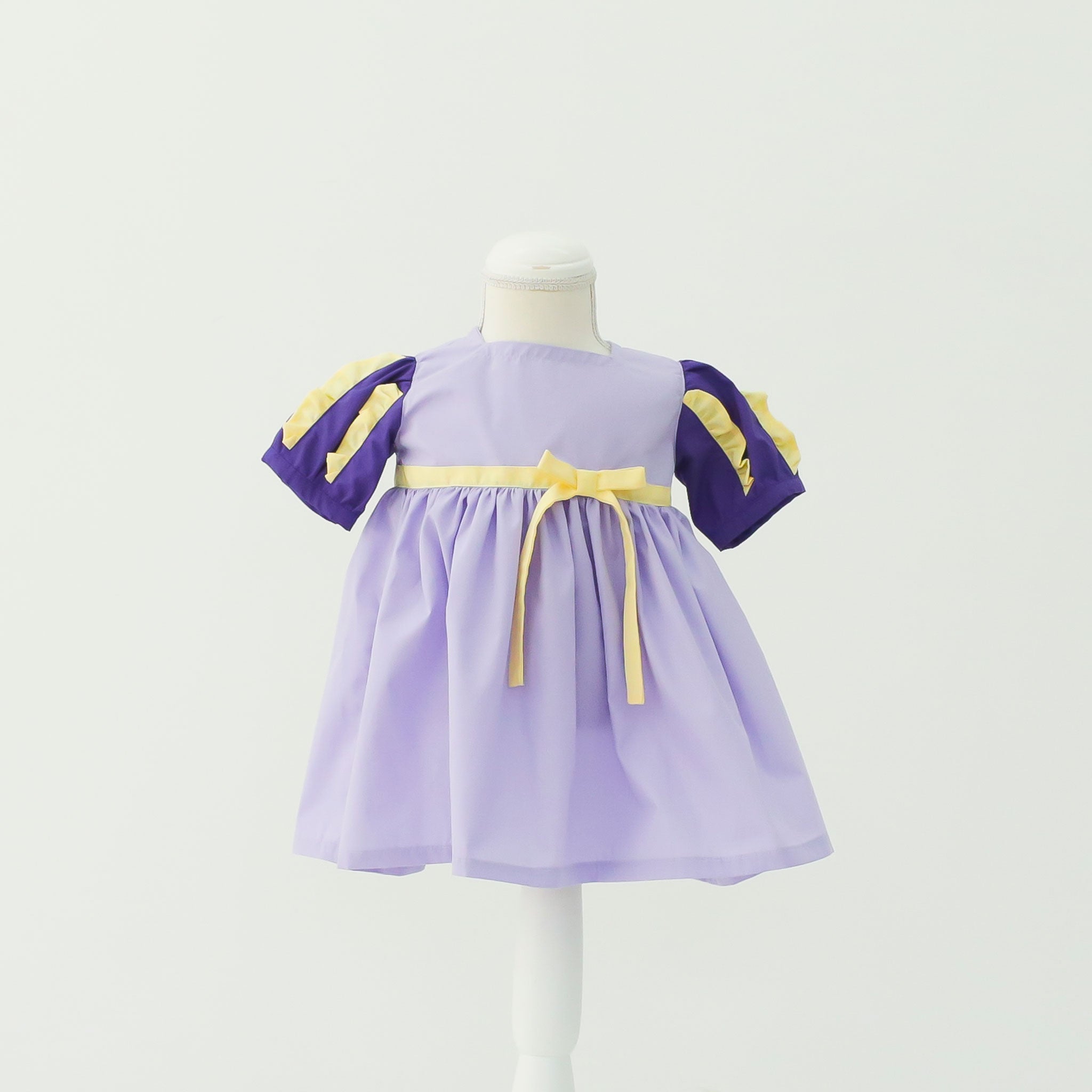 パープル×イエローフリルのワンピース|前面|キッズレンタルドレス【heartmelt】