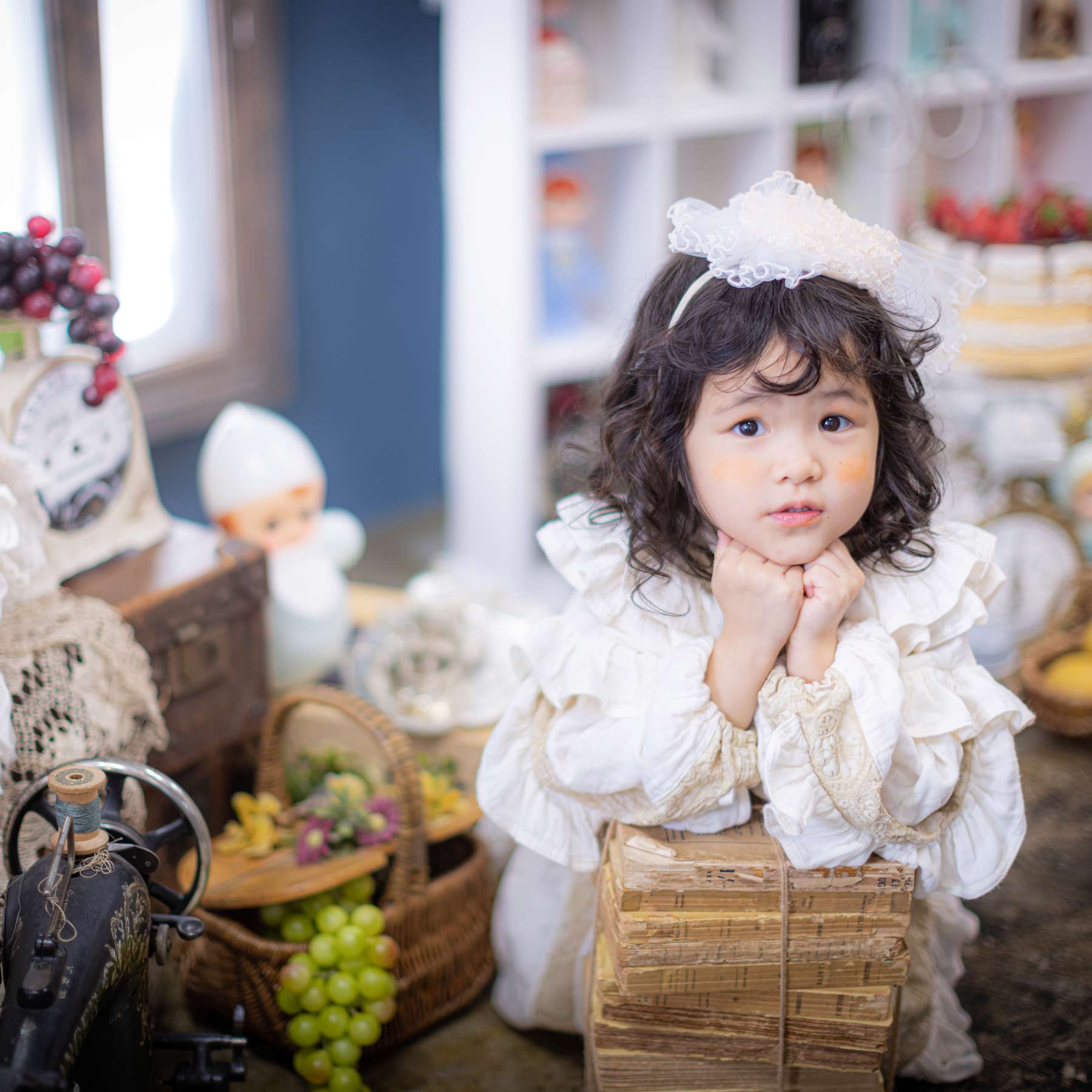 波打つフリルのナチュラルガーゼセットアップ|子供のおしゃれなレンタル衣装|heartmelt