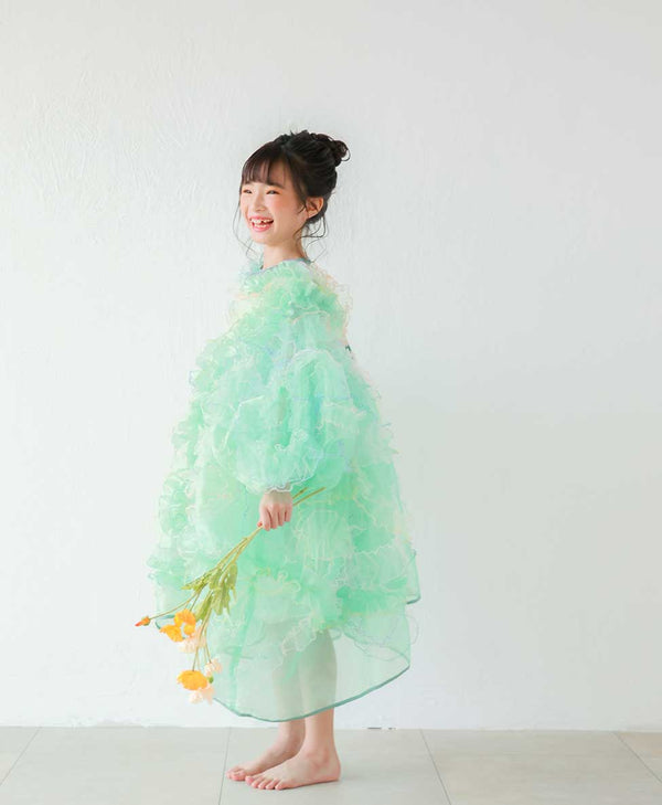 ミントグリーンのエッジーなチュールドレス | 子供のおしゃれなレンタル衣装 - heartmelt | キッズドレス