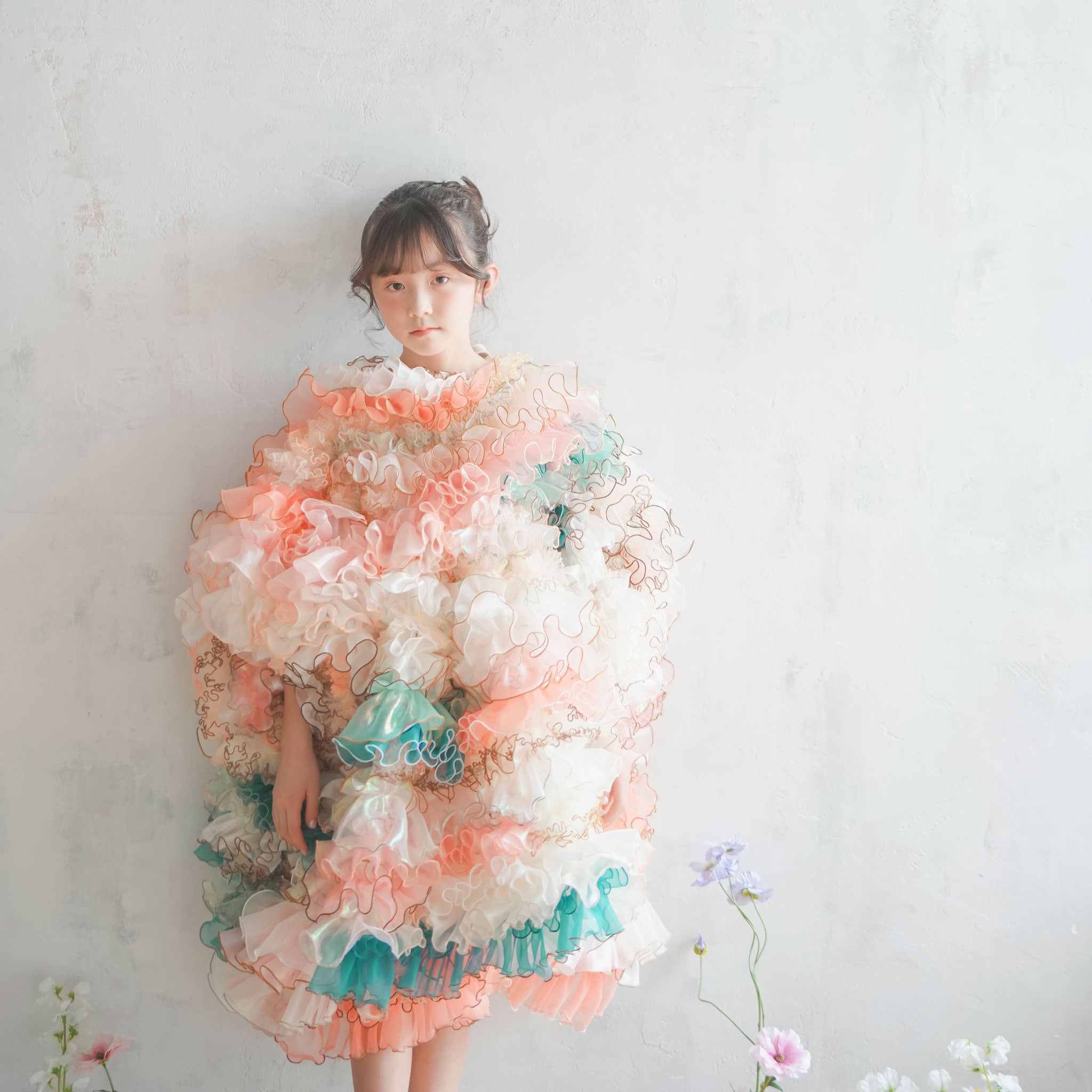 ramarama｜真珠のフリルドレス｜キッズレンタルドレス【heartmelt】