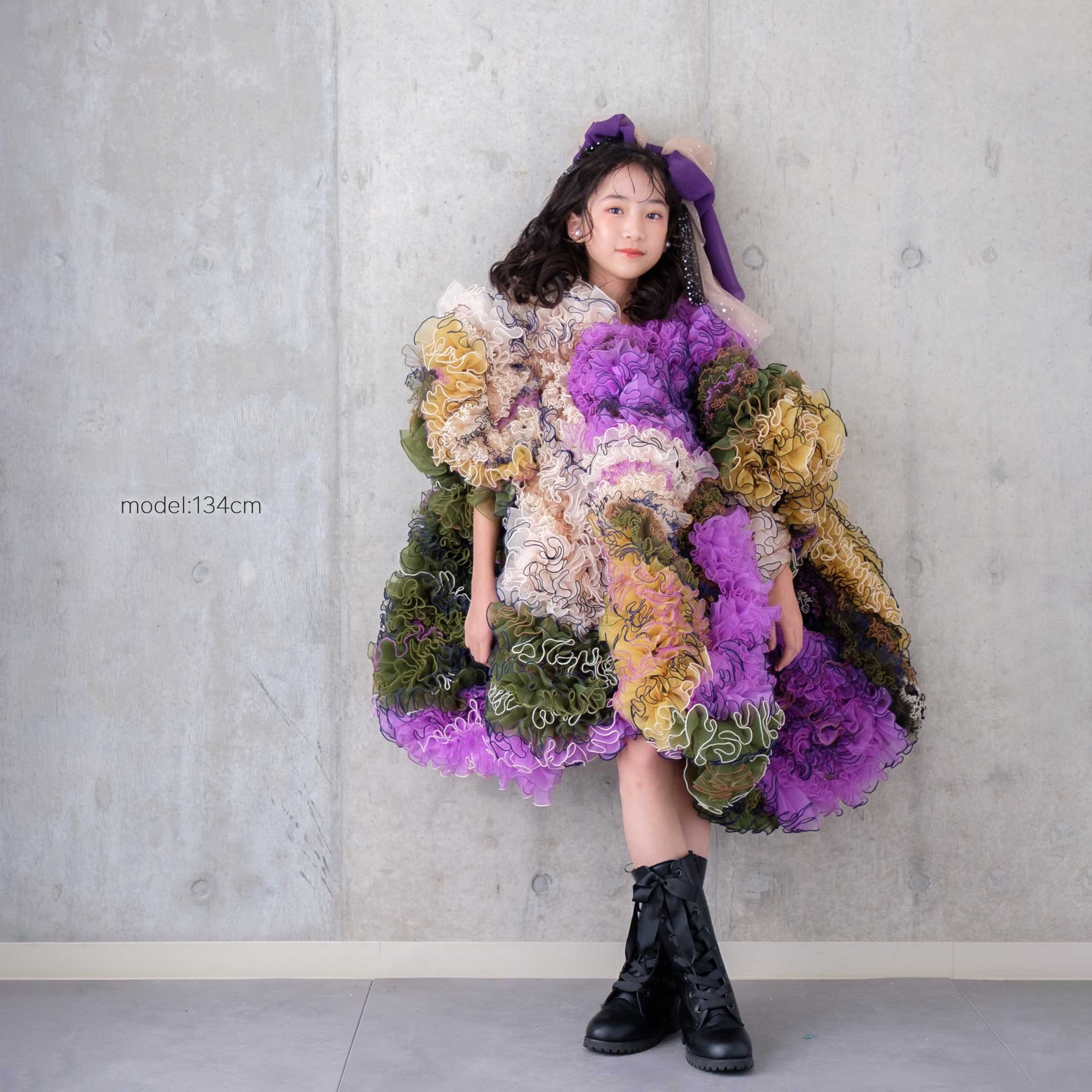 ramarama｜ラベンダーのフリルドレス｜キッズレンタルドレス【heartmelt】