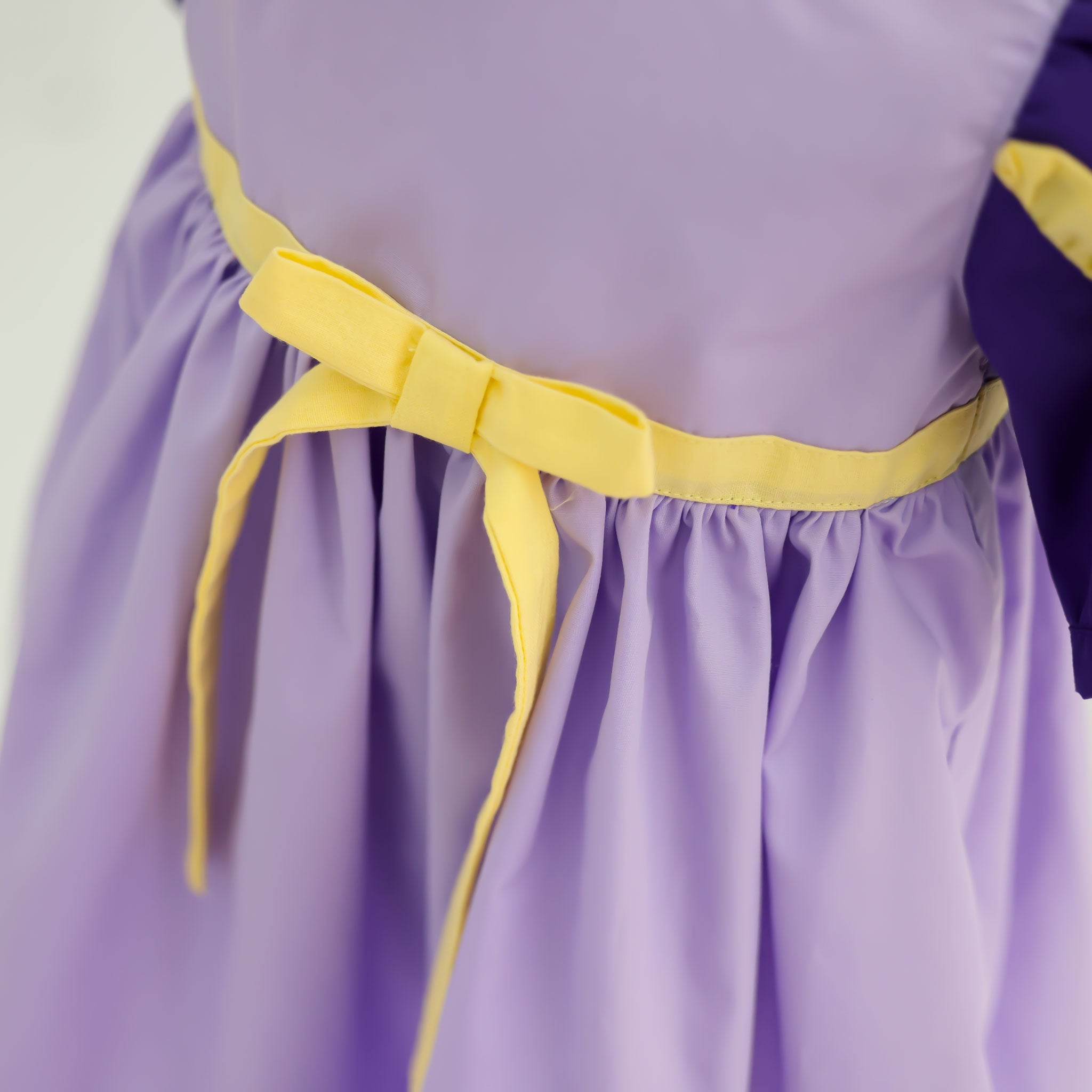 パープル×イエローフリルのワンピース｜ウエストディテール｜キッズレンタルドレス【heartmelt】