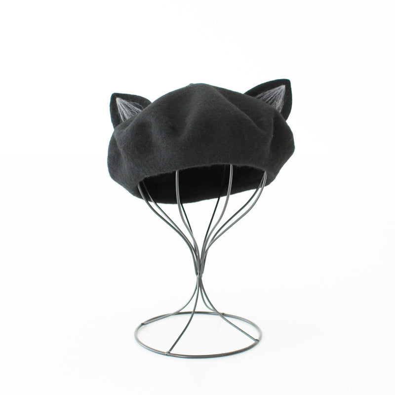 猫耳ベレー帽（ブラック） - heartmeltこども衣装レンタル