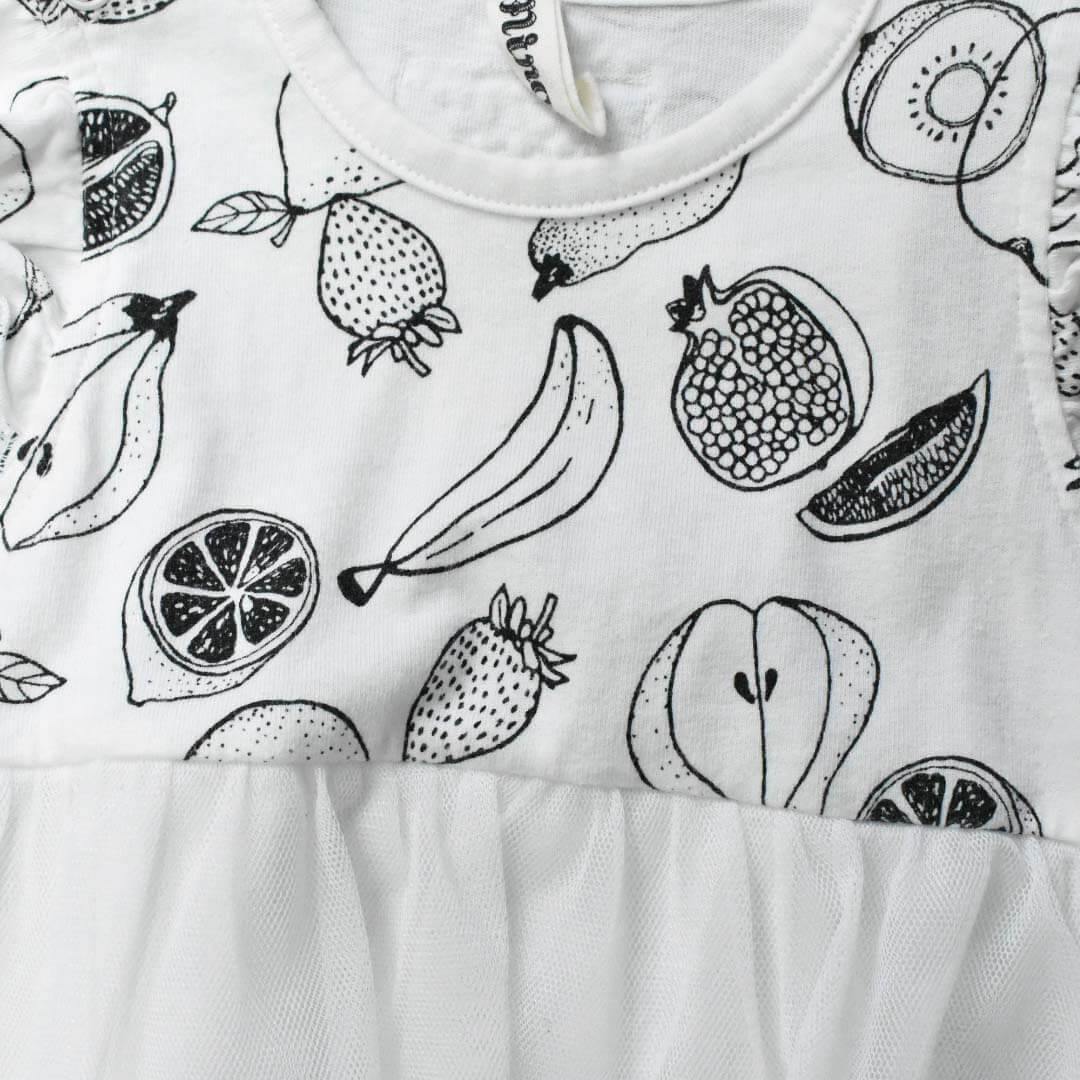【リサイクル】チュールスカートのフルーツ柄ロンパース（80） - heartmeltこども衣装レンタル