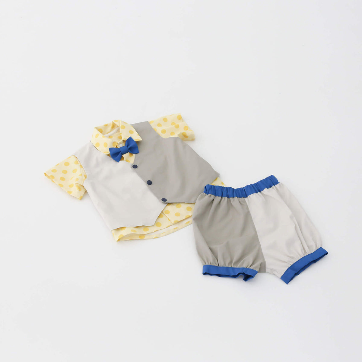 1歳誕生日におすすめ・イエロードット×ブルーのセットアップ | Yellow 